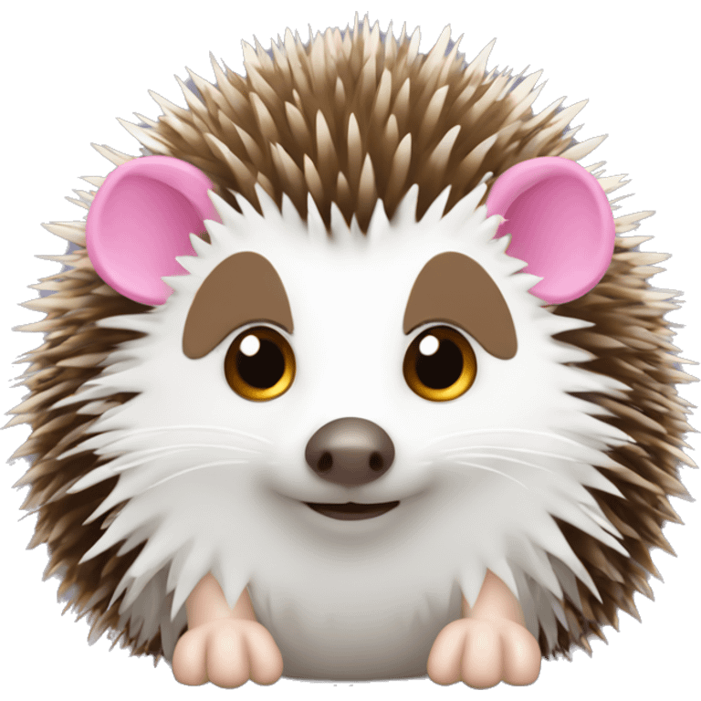 Hedgehog white brown quills one pink ear one brown ear different colored ears  emoji