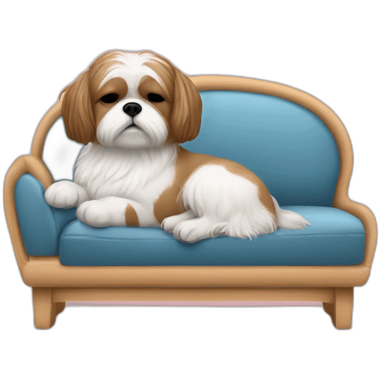 Human woman and shih tzu dog sleeping on couch emoji