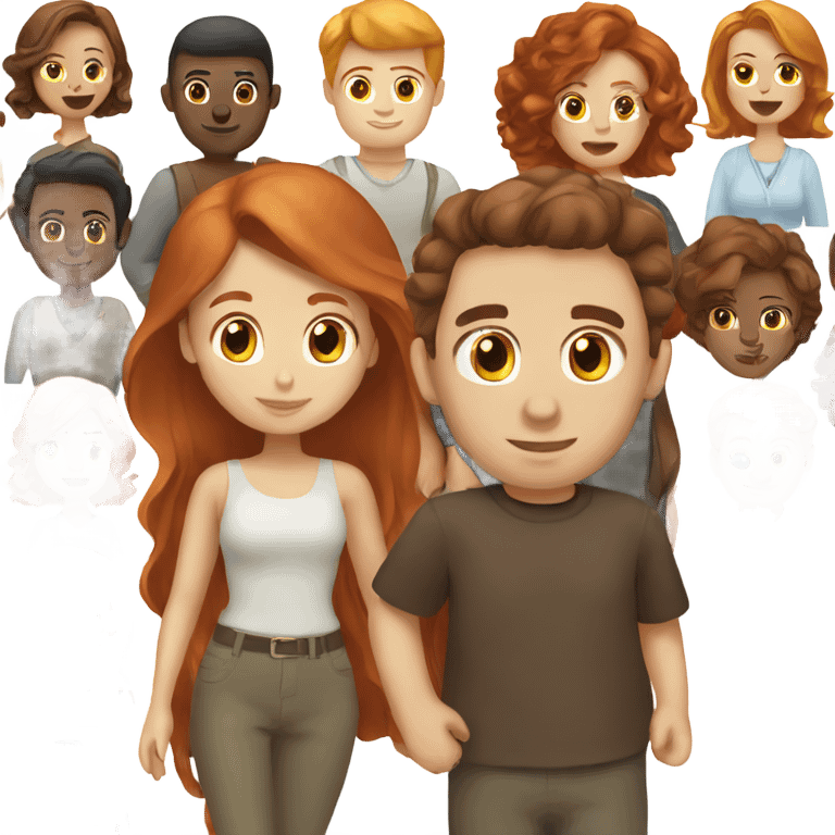 2 redhead women and a brown hair male
 emoji