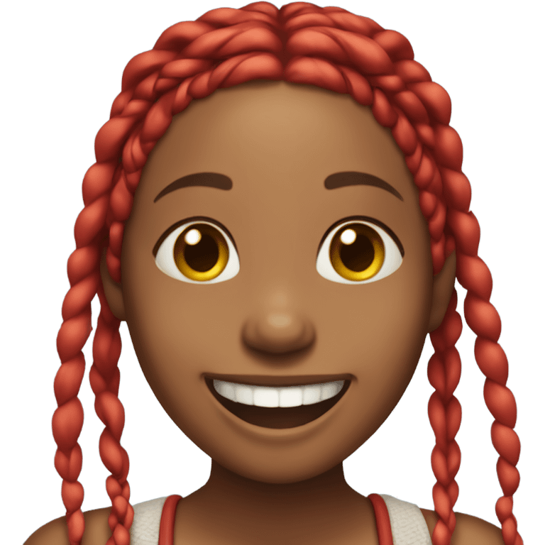 brown skin girl with red box braids laughing emoji