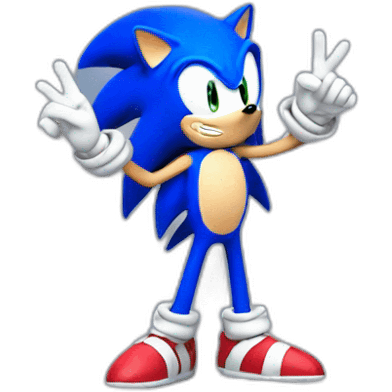 Sonic doing a peace pose emoji