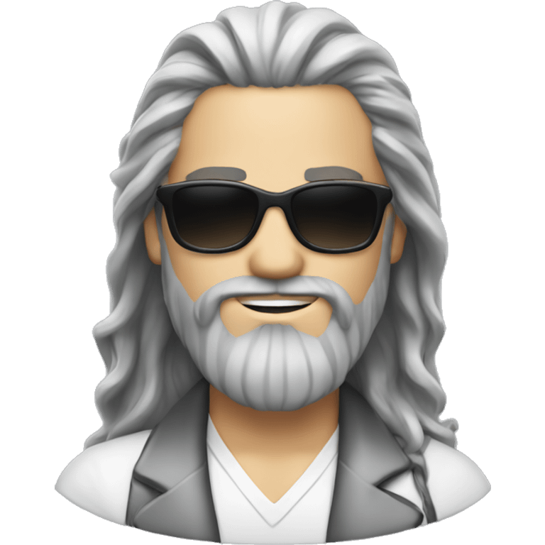 salt pepper Long  hair, male, beard,sunglasses emoji