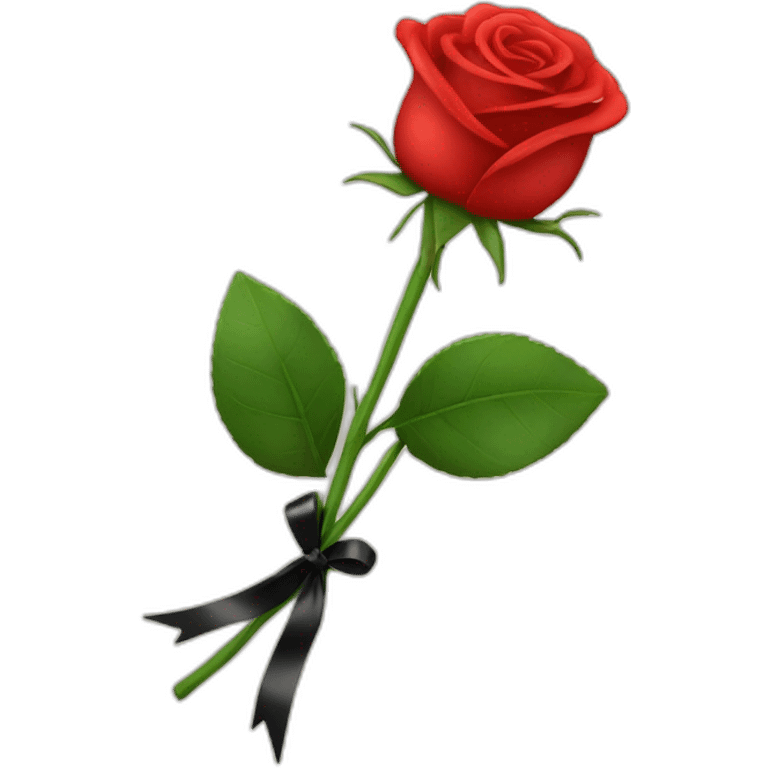 bouquet of red rose with a black ribbon emoji