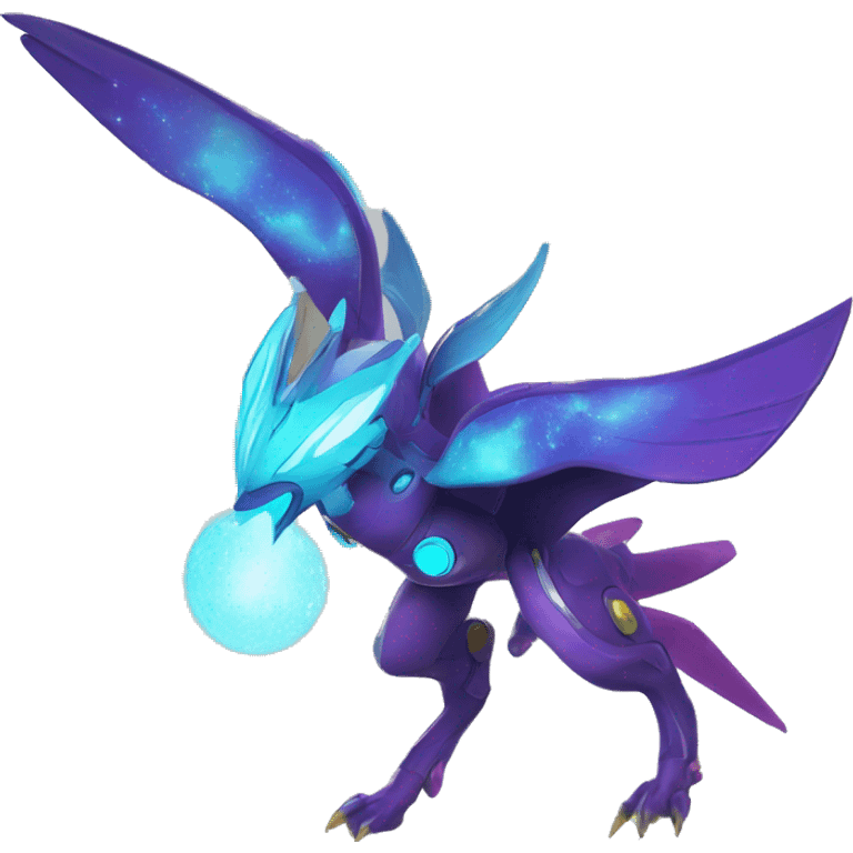 Celestial Neon Colors Vibrant Colors Flying Futuristic Fakémon-Legendary-Pokémon-Creature Full Body emoji