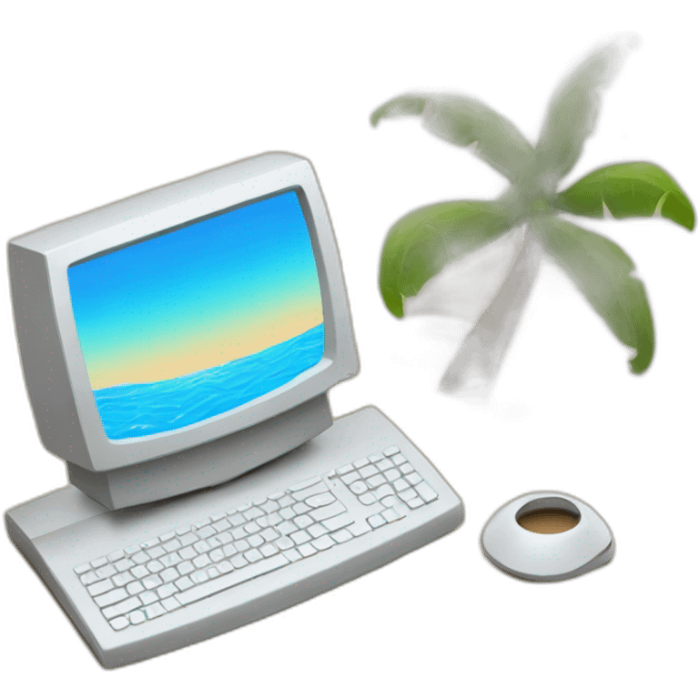 Computer on the beach emoji