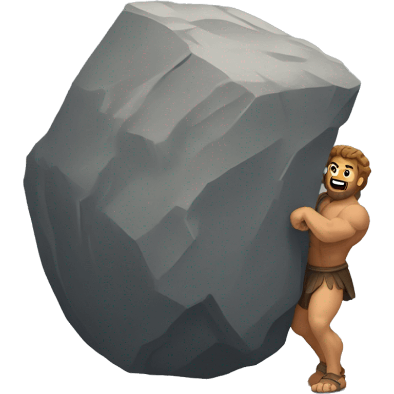 hercules lifting a giant big boulder rock behind the back. show the rock emoji