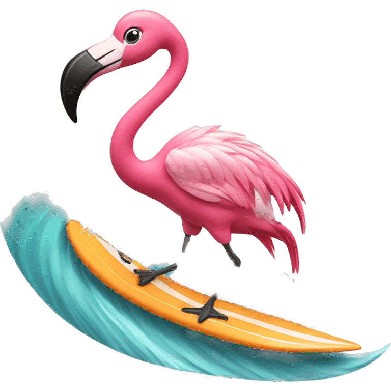 flamingo surfing emoji