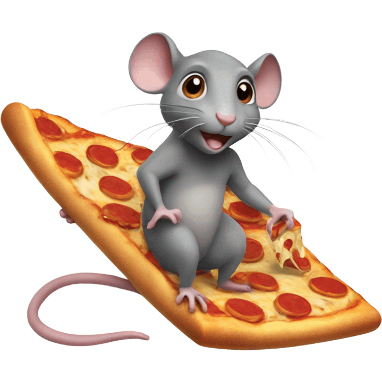 Rat surfing eating pizza emoji