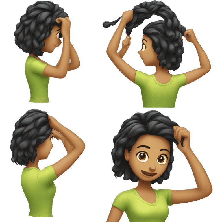 A girl straightening her hair  emoji