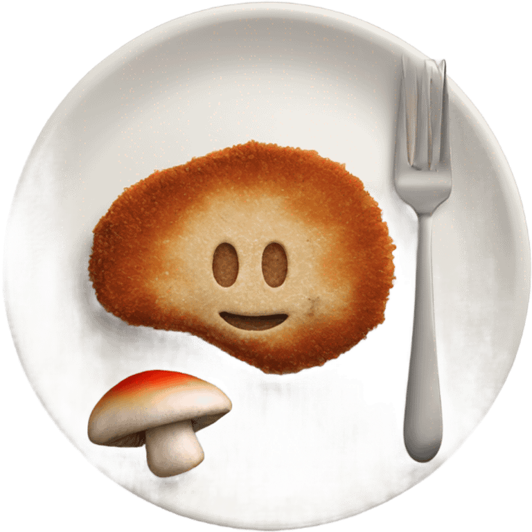 cutlet on plate with mushroom  emoji