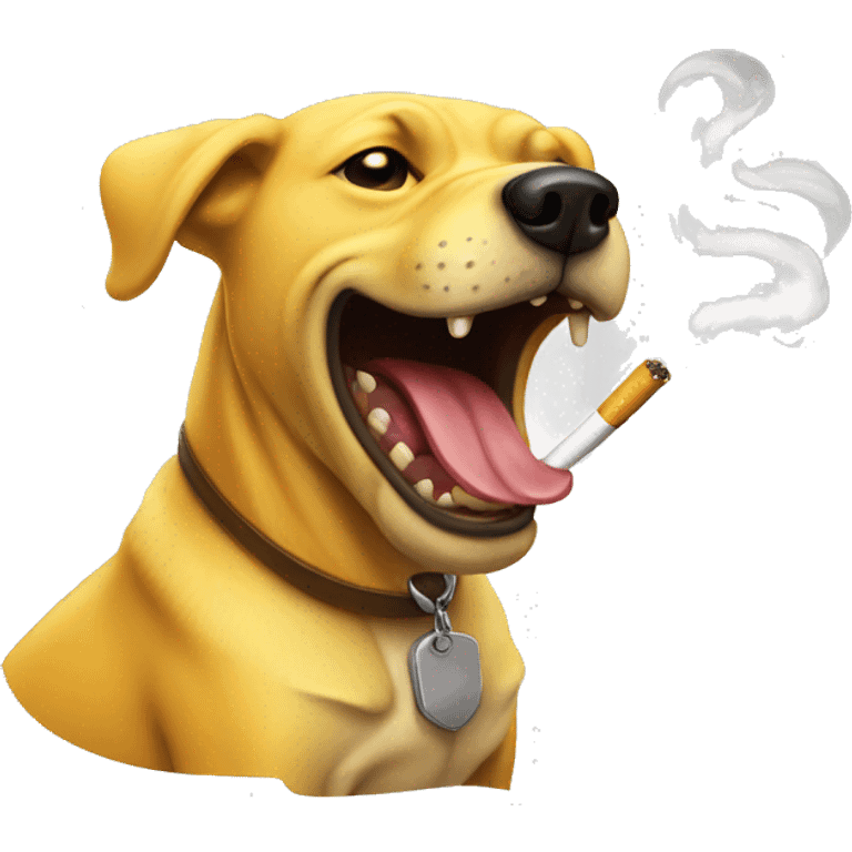 a yellow dog laughing and smoking cigarette emoji