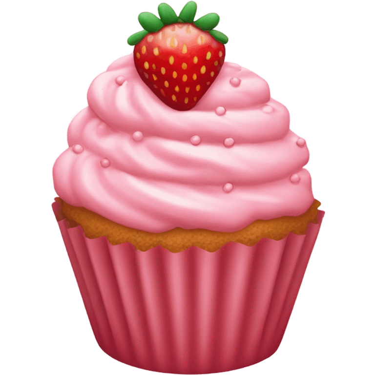 Cute strawberry cupcake emoji