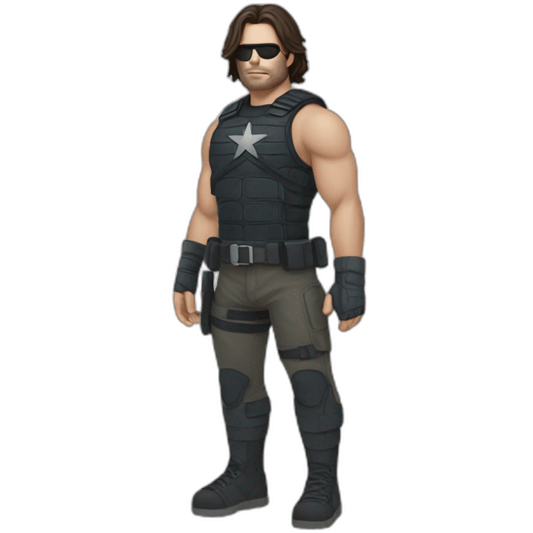 Winter soldier in the beach wearing a shorts emoji