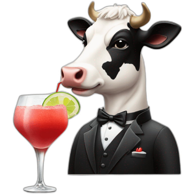 cow wearing a tuxedo drinking a daiquiri emoji