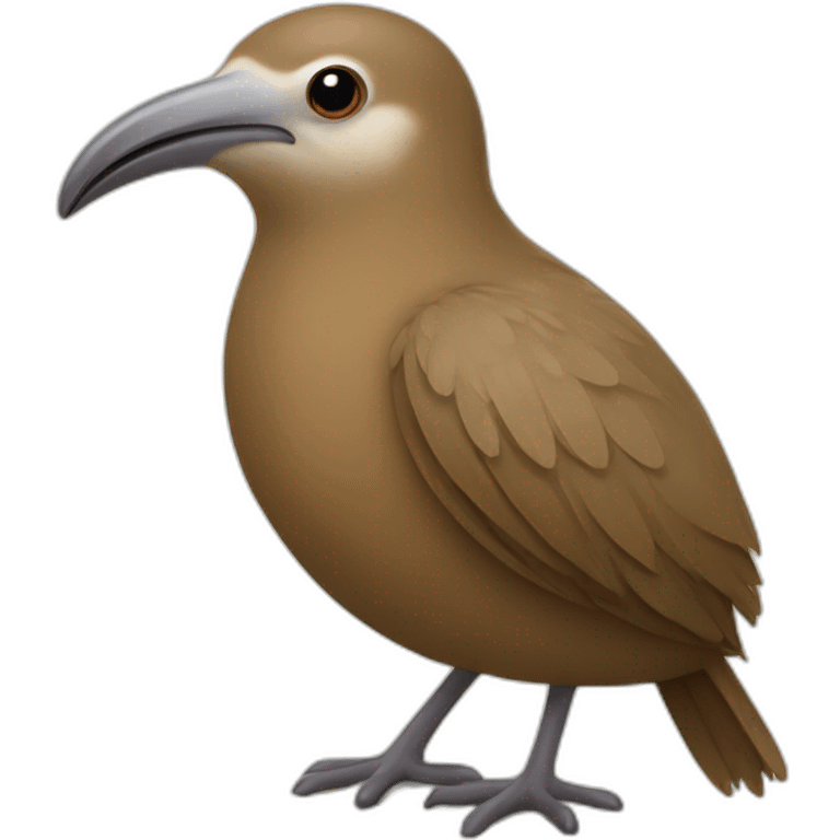 kiwi bird, cute little brown bird with a long thin beak and very small wings emoji