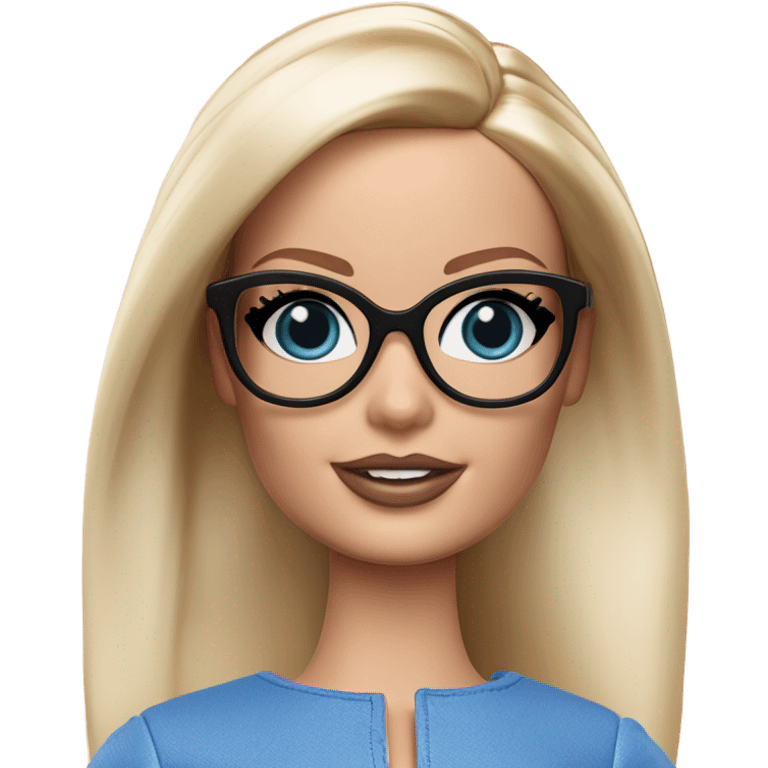 Margot Robbie Barbie blue eyes black glasses  emoji