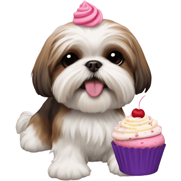 Shih tzu eating a cupcake  emoji