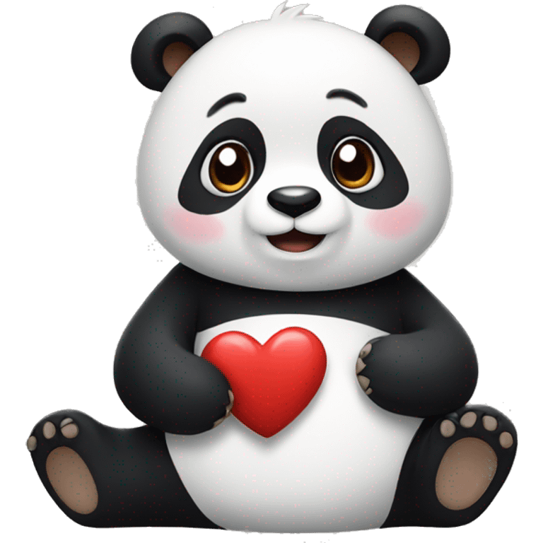 panda holding up a heart with its hand emoji