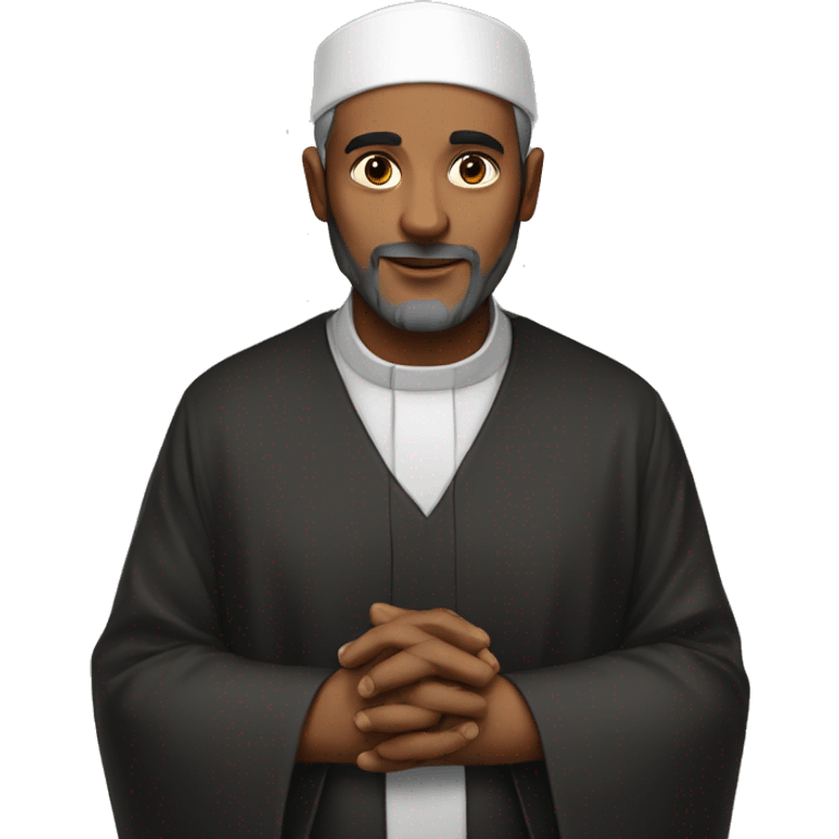 A muslim priest with his hands crossed forming an X emoji