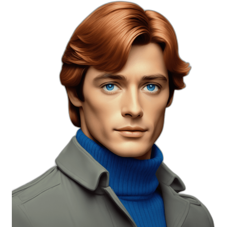 Young  Alain delon red hair blue eyes turtleneck emoji