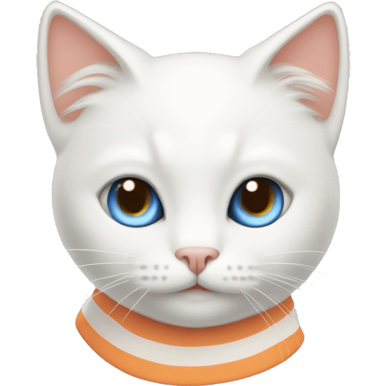 White cat, with blue eyes, peach ears, and an orange and white striped tail  emoji