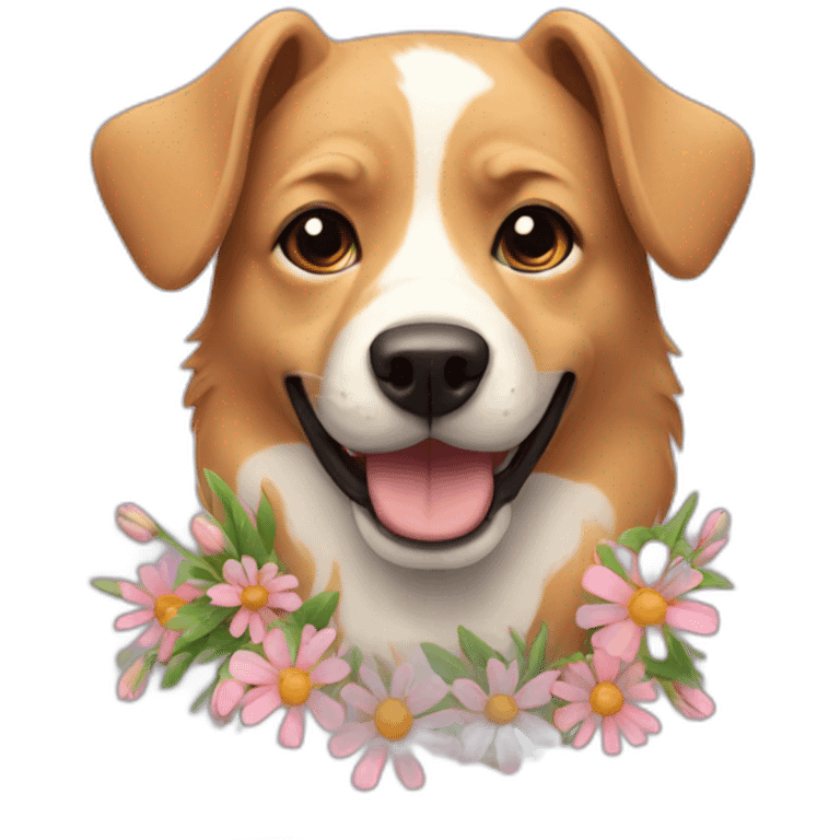 Dog with flowers  emoji