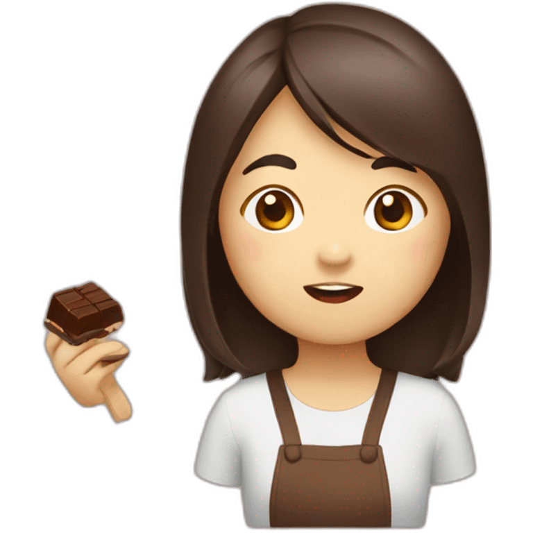 Asian eating chocolate emoji