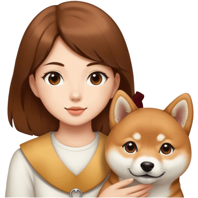 girl brown hair with is Shiba Inu emoji