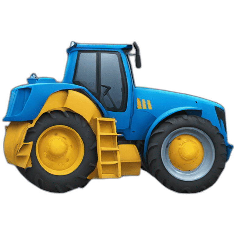 Blue tractor with clown face on ftont emoji