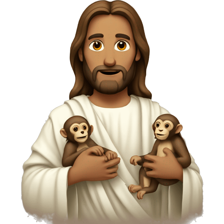 Jesus holding monkeys  emoji