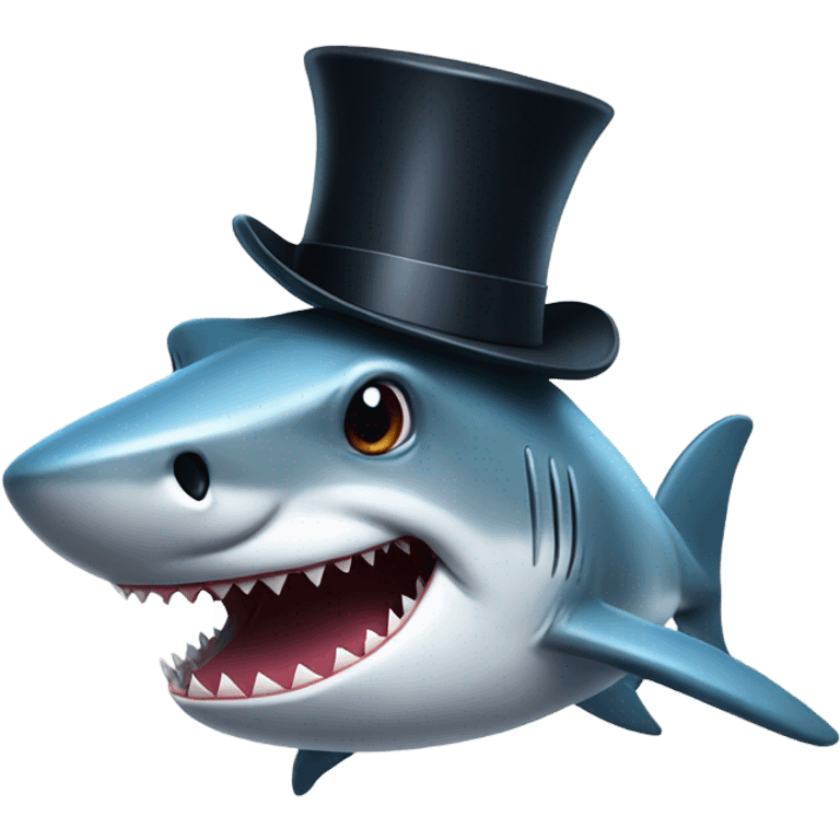 Shark with a top hat emoji