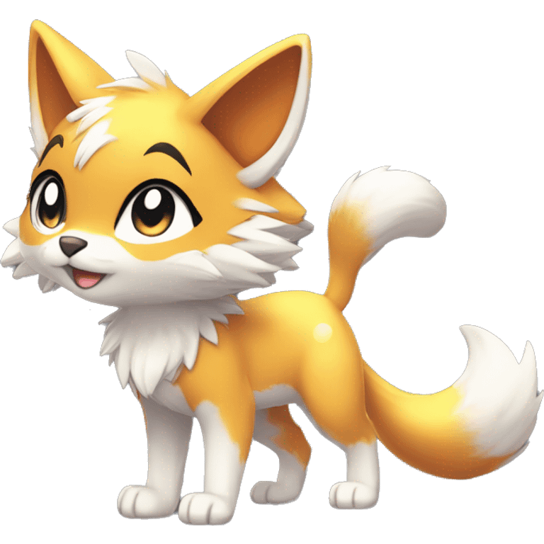 shiny anthro sparkle-furry fur-sona chibi-style cat-fox-Fakémon-hybrid full body emoji