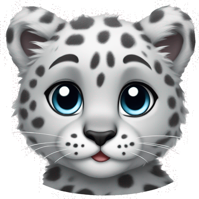 cute snow leopard shows a heart emoji