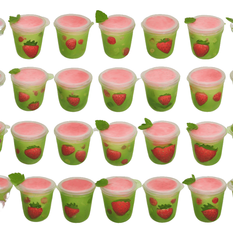 Strawberry iced matcha in a flat lid cup emoji