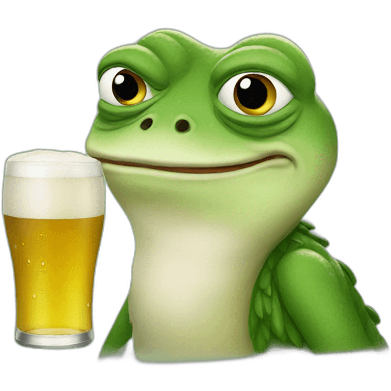 pepe the froh drinking beer emoji