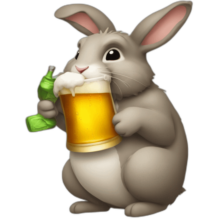 Old bunny drinking beer emoji