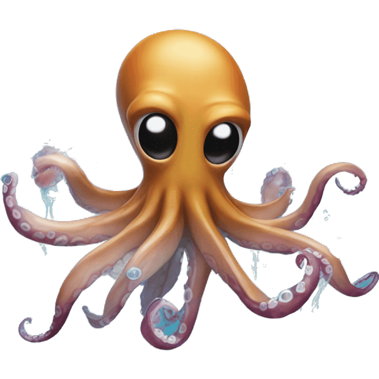 A squid swimming by and squirting ink at you emoji