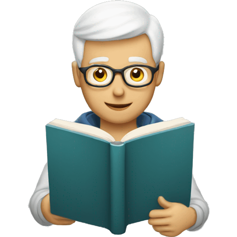 white-short-hair-man-reading-a-book emoji