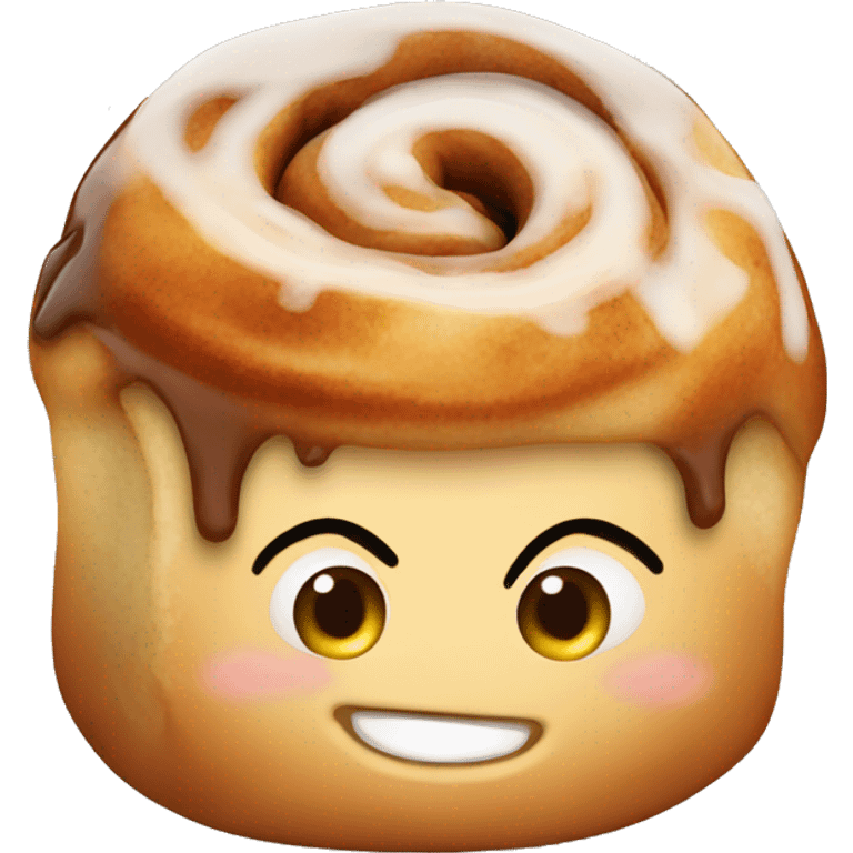 one cinnamon roll with glaze emoji