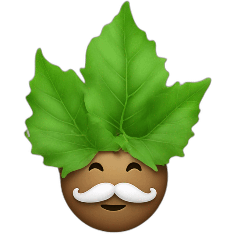 leaf man with bicolour moustache emoji