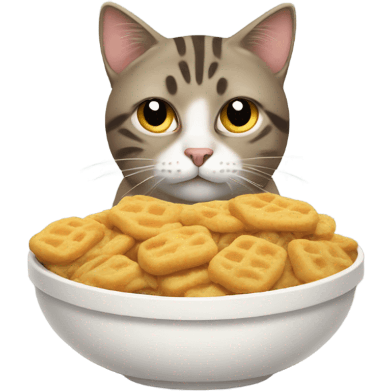 Tabby cat does not approve of dinner emoji