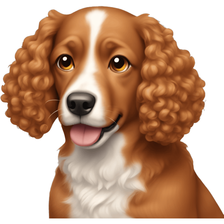 Light red dog with curly hair on ears and a white snout emoji