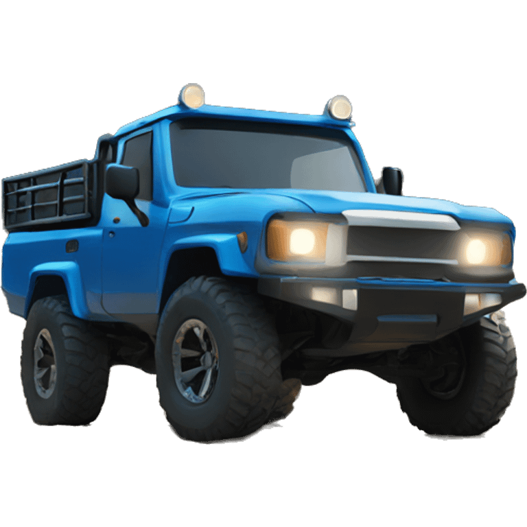 blue off roader truck side view emoji