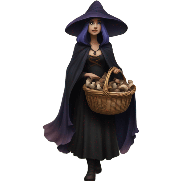 the morrigan walking in the woods with wisdom about mushrooms emoji