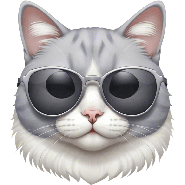 Grey and white cat with sunglasses  emoji