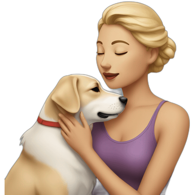 A woman kissing a dog  emoji