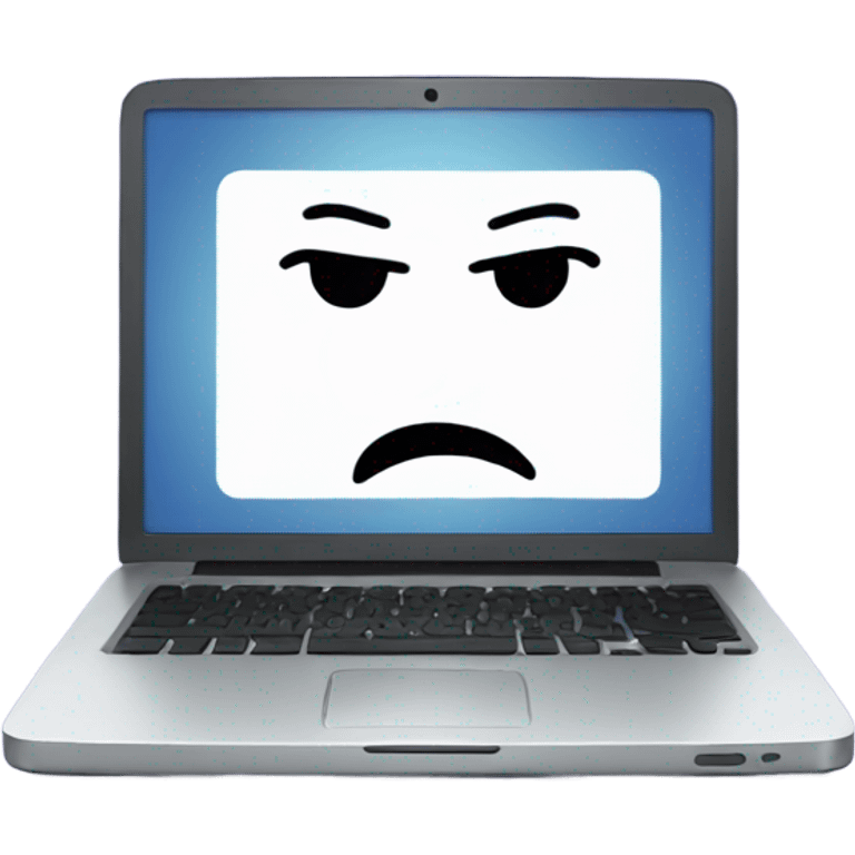 laptop with embarresed face emoji