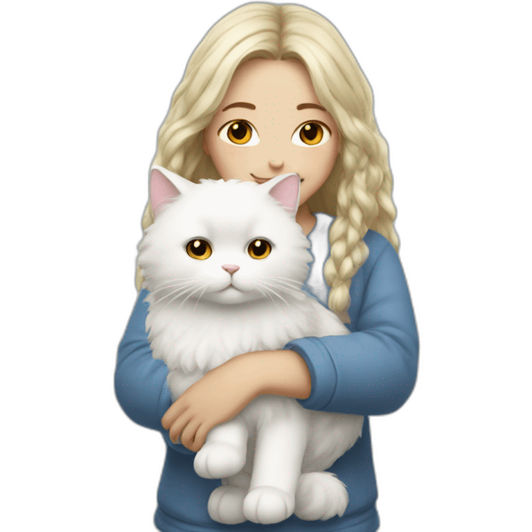 A girl with white fluffy cat emoji