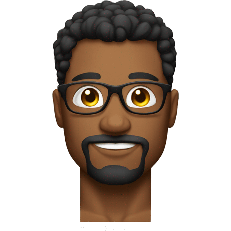 Bodybuilder pelo negro sin barba sin bigote cuerpo entero con gafas emoji