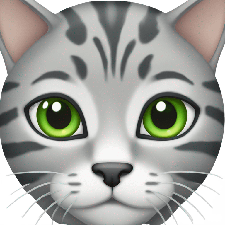 Grey tabby cat with green eyes emoji